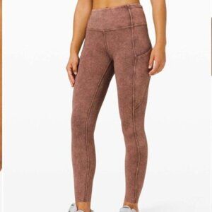 Lululemon Fast & Free Women's Brown Ice Dye Wrinkled Leggings Size 4